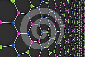 Graphene atomic structure on black background