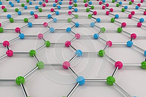 Graphene atomic structure on white background