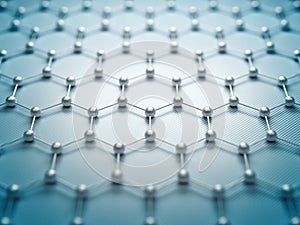 Graphene molecular grid, graphene atomic structure concept, hexagonal geometric form, nanotechnology background 3d rendering