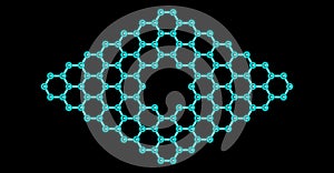 Graphene molecular structure with a pore isolated on black
