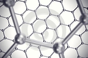 Graphene nanostructure sheet at atomic scale. 3d illustration