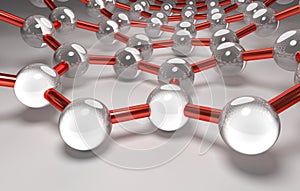 Graphene Surface, Silver Atoms, Red Bonds