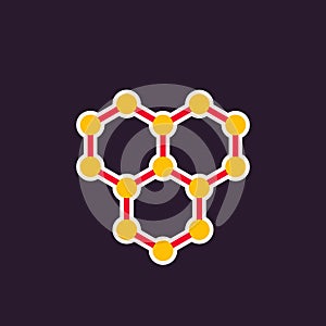 Graphene vector icon, atomic carbon structure