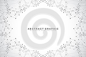 Graphic abstract background communication. Big data visualization. Connected lines with dots. Social networking