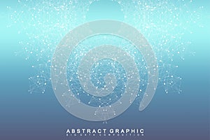 Graphic abstract background communication. Big data visualization. Connected lines with dots. Social networking