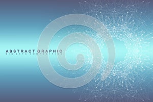 Graphic abstract background communication. Big data visualization. Connected lines with dots. Social networking