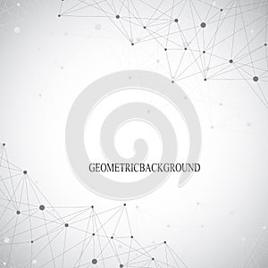 Graphic abstract background communication. Big data visualization. Perspective backdrop with connected lines and dots