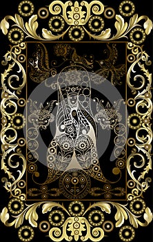 Graphical illustration of a Tarot card 7