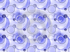 Graphic abstract design. Spheres, circles, rings on a blue background.