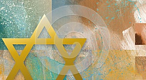 Graphic abstract Star of David  brushstroke background gold cropped