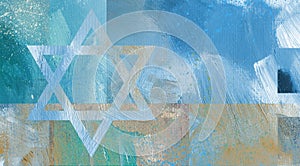 Graphic abstract Star of David  brushstroke background texture