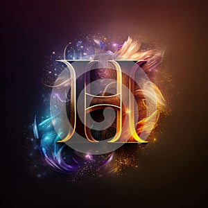 H letter in the form of a firework. Vector illustration