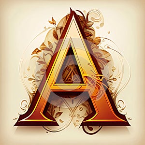 letter a with floral ornament, eps10 vector illustration, contains transparencies photo