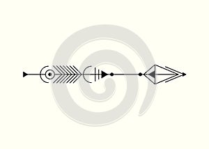 Graphic arrow for tattoo design. Vector minimalism, sacred geometry, hipster design elements. vector art, clipart. Abstract Mystic