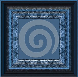 Graphic background with old blue empty frame