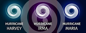 Graphic banner of hurricanes Harvey, Irma, Maria photo