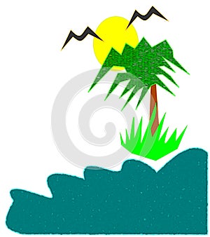 Graphic Beach Tree Texture Art