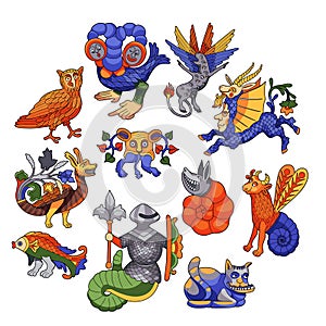 Graphic bestiary creatures