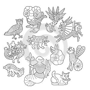 Graphic bestiary creatures