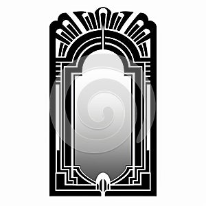 Graphic Black And White Art Deco Mirror On White Background