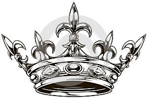 Graphic black and white king crown vector