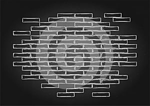 Graphic brick wall drawn in the engraving technique