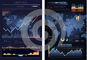 Graphic Chart with Map of the World Infographics