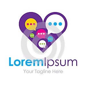 Graphic chat bubble love heart logo icon