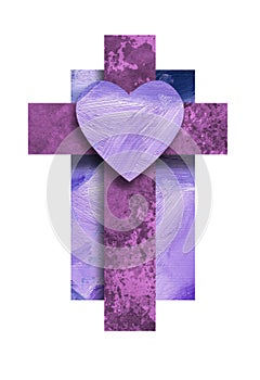 Graphic Christian Cross with Love Heart