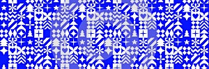 Graphic Christmas seamless pattern. Holidays 2024 postcard. Square Line icons