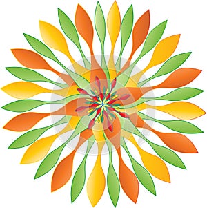 Graphic of a Circle in a Spinner-like Motif in Orange and Green shades