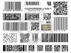 Set of bar codes on white background