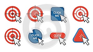 Click Action Icons: Target, Button, and Pointer Cursor Collection