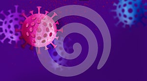 Graphic Coronavirus pandemic background art in magenta and purple