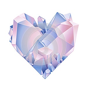 Graphic crystals in the shape of heart