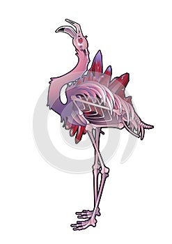 Graphic demonic flamingo