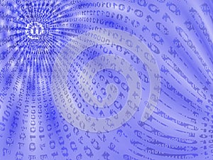 Graphic depicting binary data flow