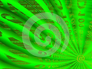 Graphic depicting binary data flow