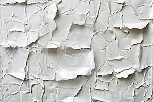Graphic depicting white empty rough torn and crumpled poster texture background
