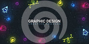 Graphic Design. Background with doodle design elements.