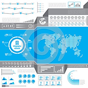 Graphic design element for infographic, light world bar percentage vector illustration