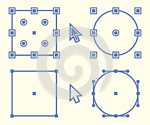 Graphic design elements, square and circle anchor point icon design