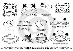 Graphic design elements. Vintage Valentine`s Love Set in vector.