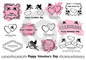 Graphic design elements. Vintage Valentine`s Love Set in vector.