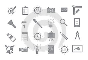 Graphic design gray vector icons set
