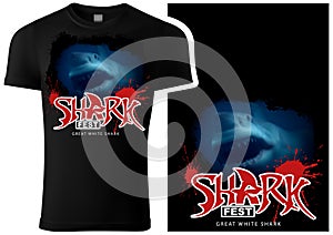 Graphic Design with Great White Shark with Terrifying Jaws photo