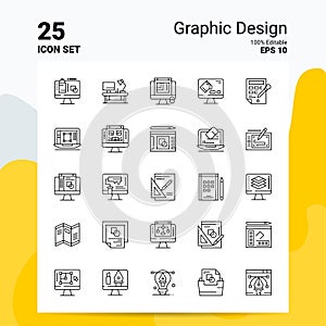 25 Graphic Design Icon Set. 100% Editable EPS 10 Files. Business Logo Concept Ideas Line icon design