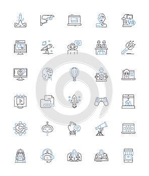 Graphic design line icons collection. Typography, Layout, Branding, Illustration, Color, Logo, Composition vector and