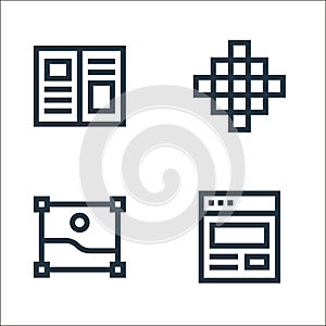 graphic design line icons. linear set. quality vector line set such as webpage, image, pixel