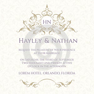 Graphic design page. Wedding invitation